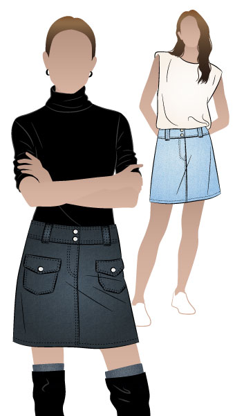 Kate Skirt By Style Arc - Mini hipster skirt with patch pockets