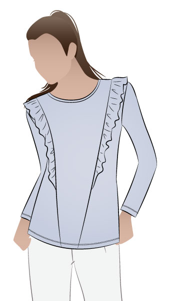 Keely Knit Top By Style Arc - Fashionable long sleeve “T” top with design lines and frills