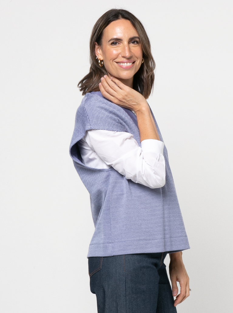 Keith Knit Vest By Style Arc - Long line vest with a deep "V" neck and dropped shoulders.