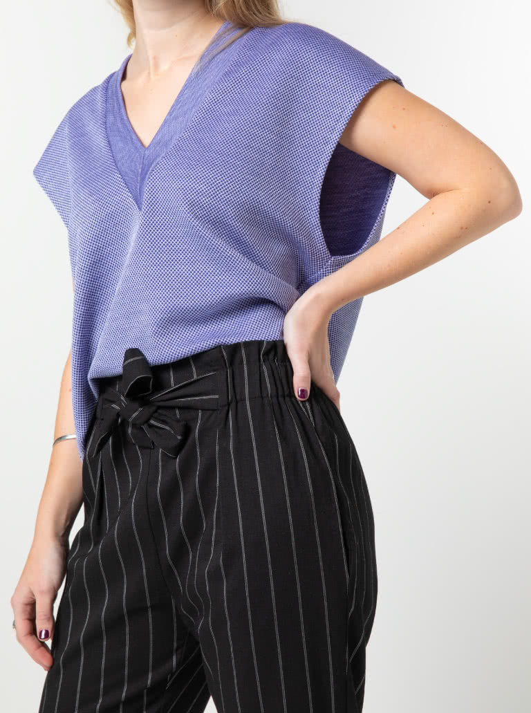 Keith Knit Vest By Style Arc - Long line vest with a deep "V" neck and dropped shoulders.