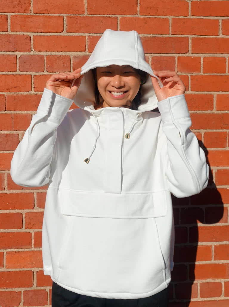 Kennedy Hooded Top By Style Arc - Square shaped hooded pull over top.