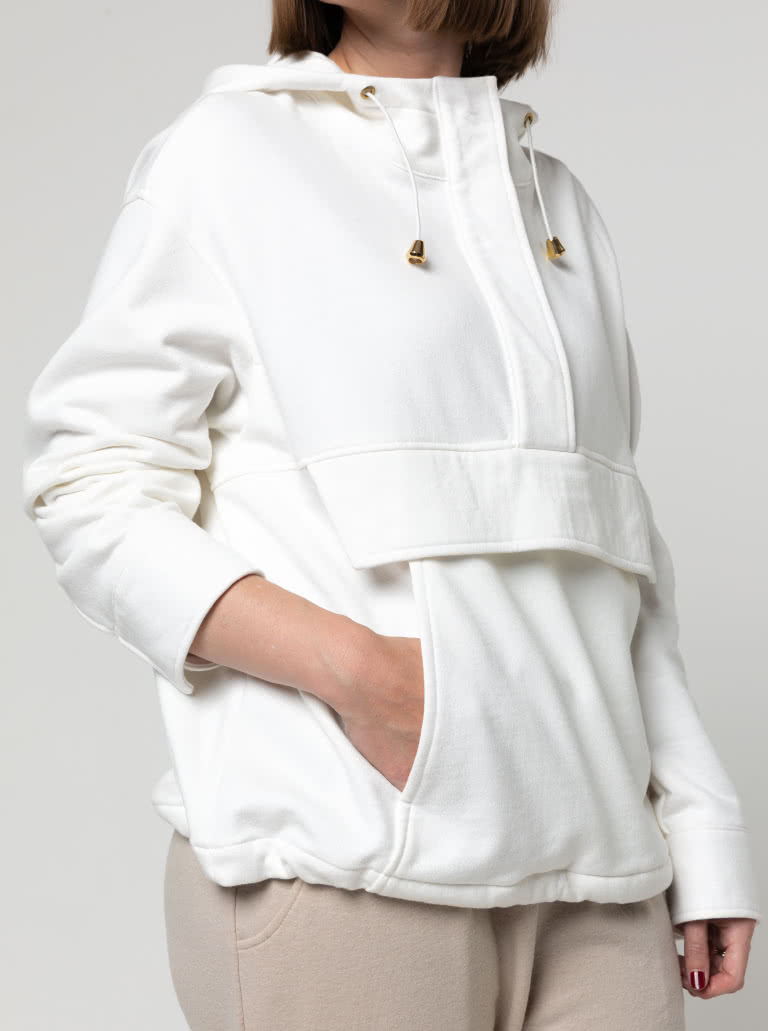 Kennedy Hooded Top By Style Arc - Square shaped hooded pull over top.