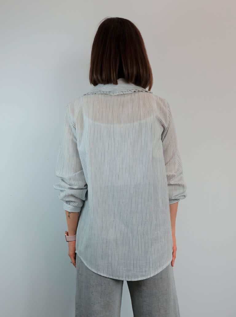 Kennie Woven Shirt By Style Arc - Button through shirt with feature collar and long sleeves.