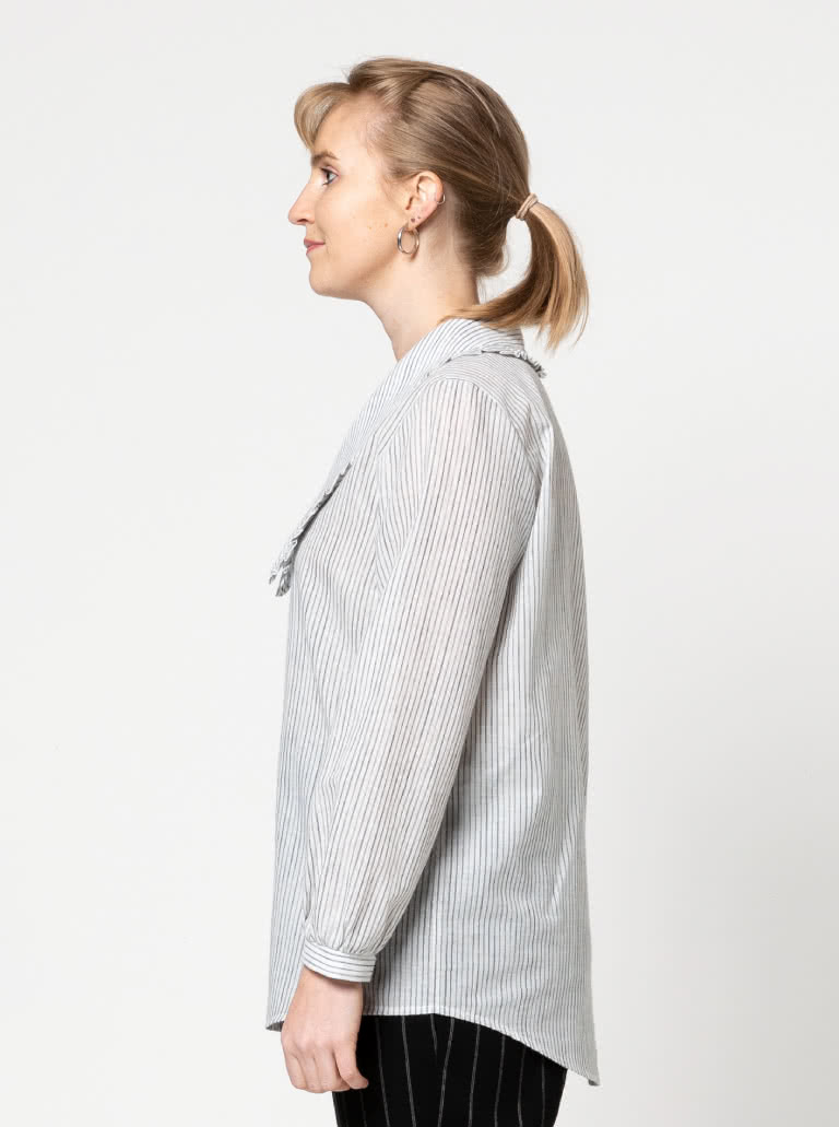 Kennie Woven Shirt By Style Arc - Button through shirt with feature collar and long sleeves.