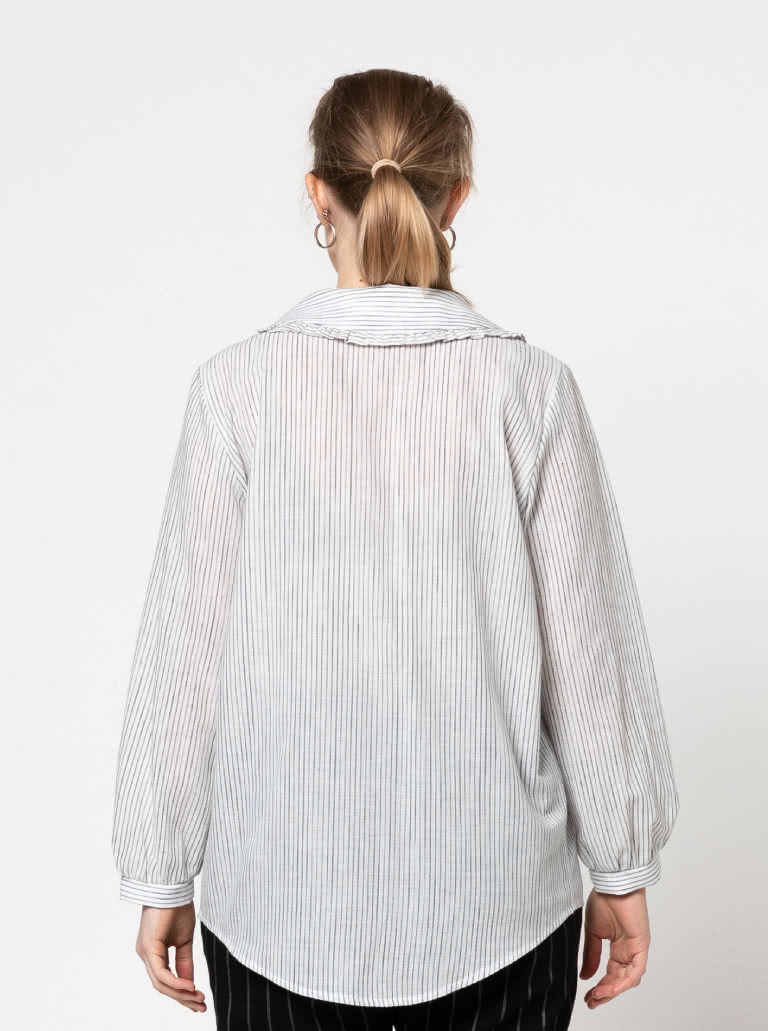 Kennie Woven Shirt By Style Arc - Button through shirt with feature collar and long sleeves.