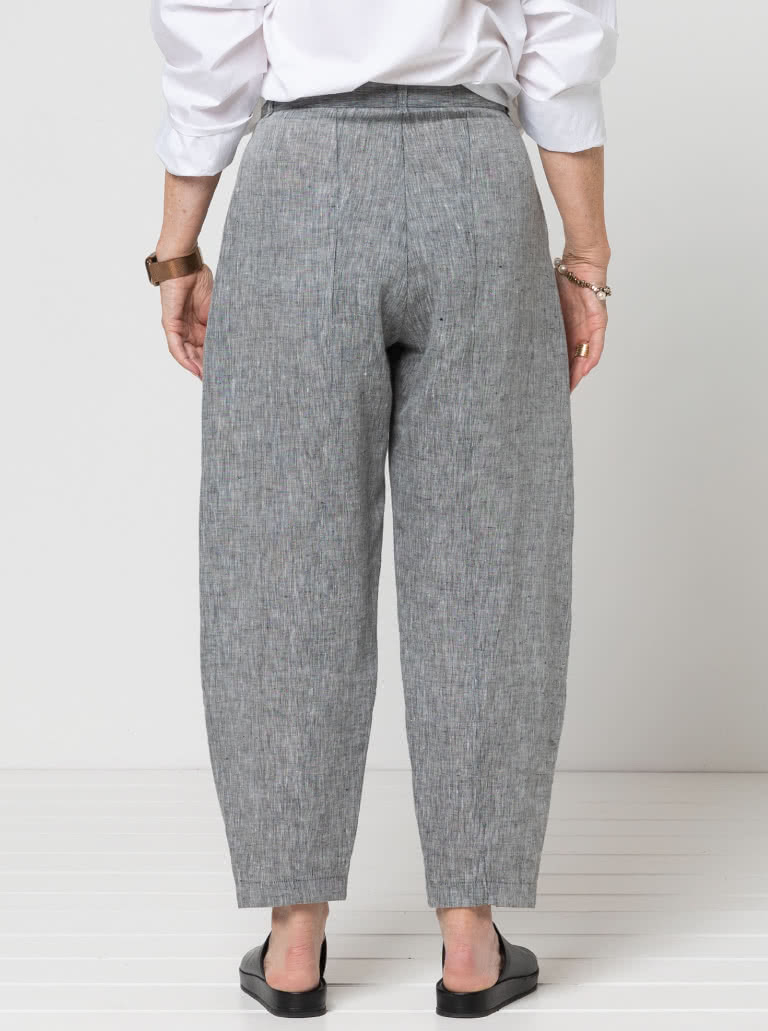 Kew Woven Pant By Style Arc - Waisted, fly front pant with a shaped leg, interesting hem and angled pockets.