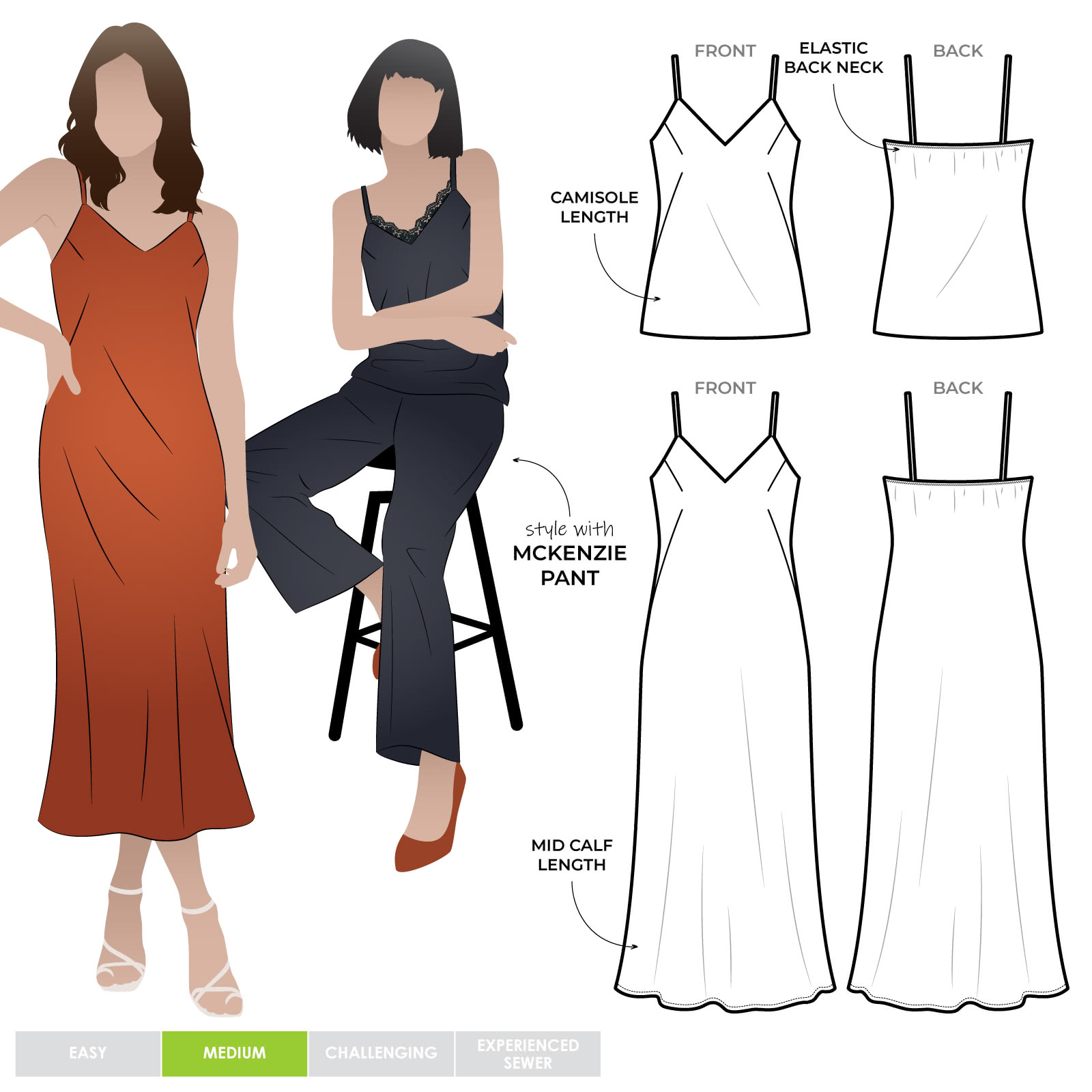 Kingsley Bias Cut Dress Sewing Pattern And Cami – Casual Patterns – Style  Arc
