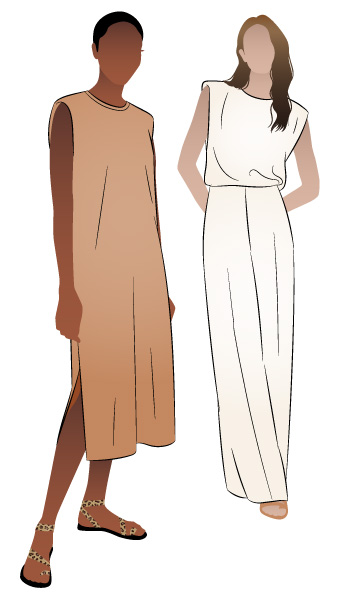 Kirby Dress and Top By Style Arc - Square shouldered tank dress or top with shoulder pads and a crew neck.