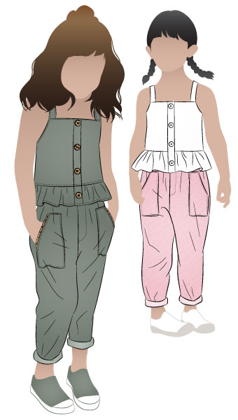 Kit and Bobby Kids Bundle By Style Arc - In our new discount pattern bundle you receive a cute on trend outfit that you and your little one will love, the Kit Kids Tank Top and the Bobby Kids Woven Pant will be their go-to spring summer outfit