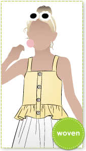 Kit Kids Tank Top By Style Arc - Button through top with frilled hem and shoulder strap for kids 2-8