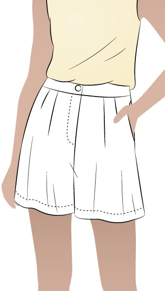 Kitty Shorts By Style Arc - Flip short with waistband, front tucks and side pockets