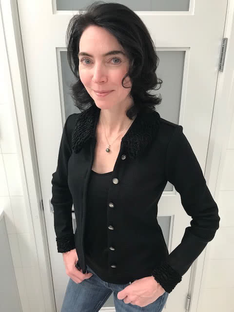 Lara Cardi Sewing Pattern By PJ and Style Arc - Fur finished figure hugging cardigan
