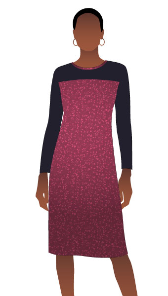Laura Knit Dress By Style Arc - Simple pull on dress with contrast yoke & sleeves