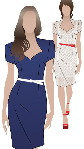 Layla Dress By Style Arc - Classic fitted cap sleeve dress with shaped neckline