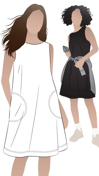 Lena Shift Dress By Style Arc - Sleeveless "A" line boat neck dress