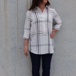 Lennie Over-Shirt + White Check Print Linen Sewing Pattern Fabric Bundle By Style Arc