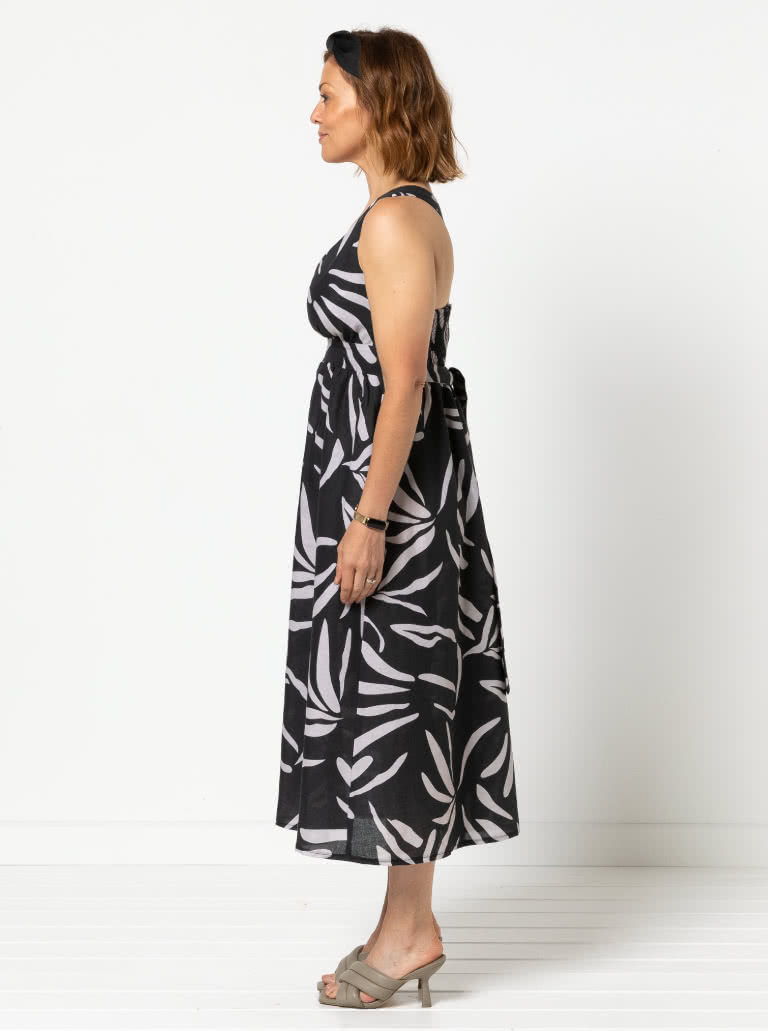 Livvy Woven Dress By Style Arc - Crossover bodice sundress with fitted waist, shirred back and full skirt.