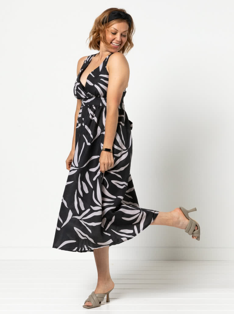 Livvy Woven Dress By Style Arc - Crossover bodice sundress with fitted waist, shirred back and full skirt.