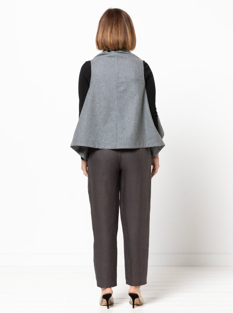Lizzie Wrap Sewing Pattern By Style Arc - Stylish wrap top with stud opening and welted pockets
