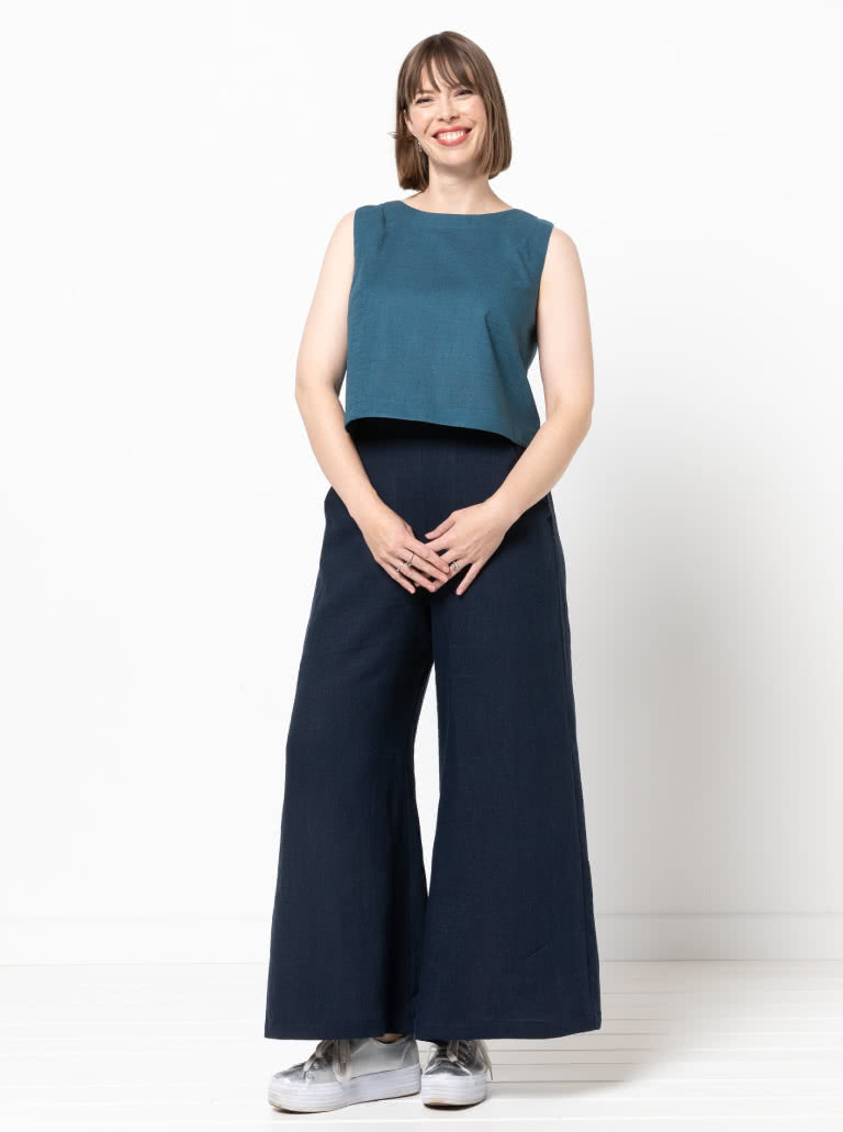 Loddon Woven Pant By Style Arc - Wide leg elastic waist pant with angled pockets