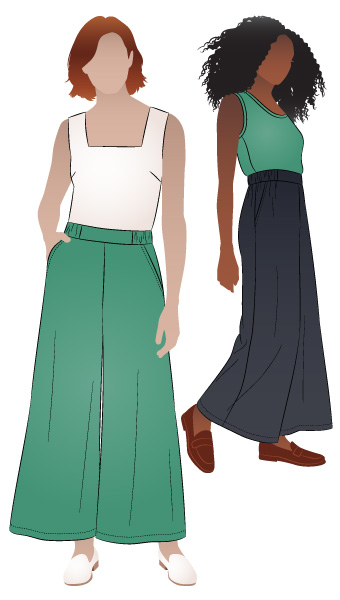 Loddon Woven Pant By Style Arc - Wide leg elastic waist pant with angled pockets