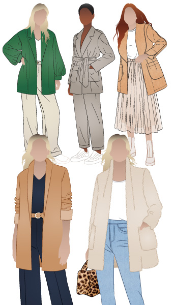 Loren Jacket and Extension Pack Bundle By Style Arc - Pairing the Loren Jacket with the Loren Jacket Extension Pack gives you countless options for creating unique and stylish jackets!