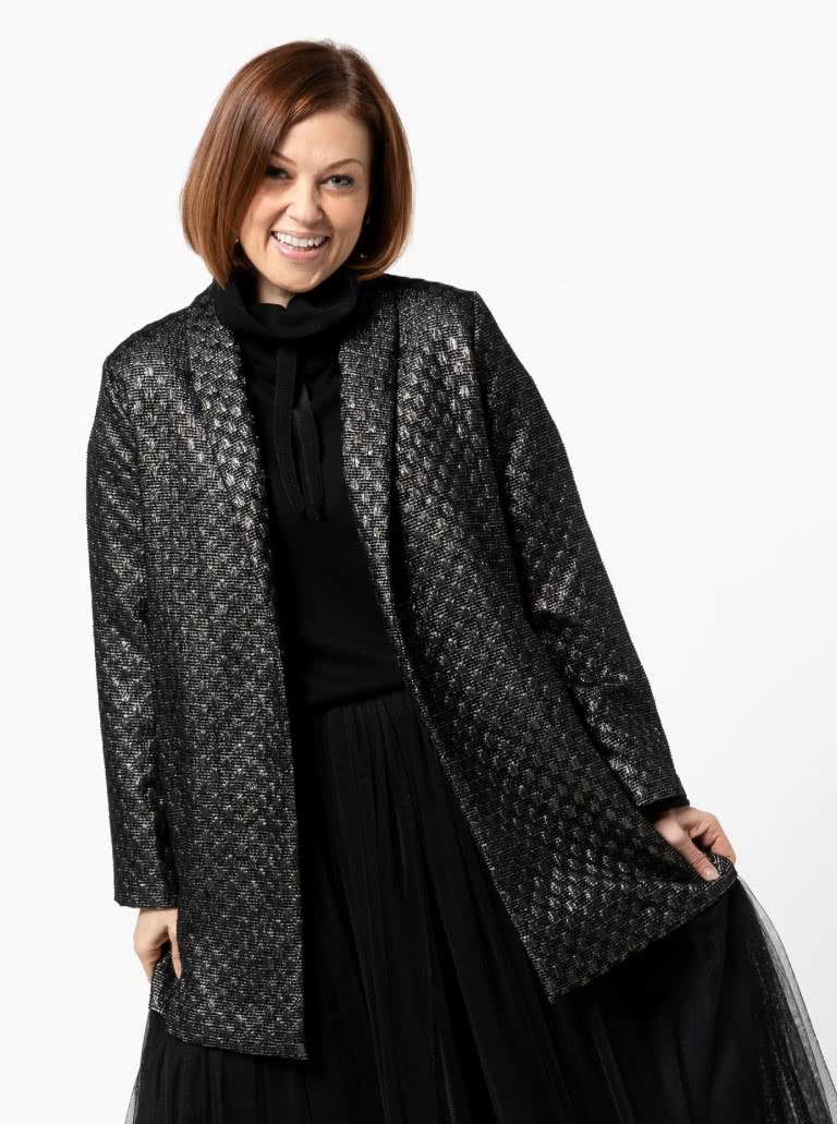 Loren Jacket By Style Arc - Essential three-quarter length jacket with a shawl collar and pockets.