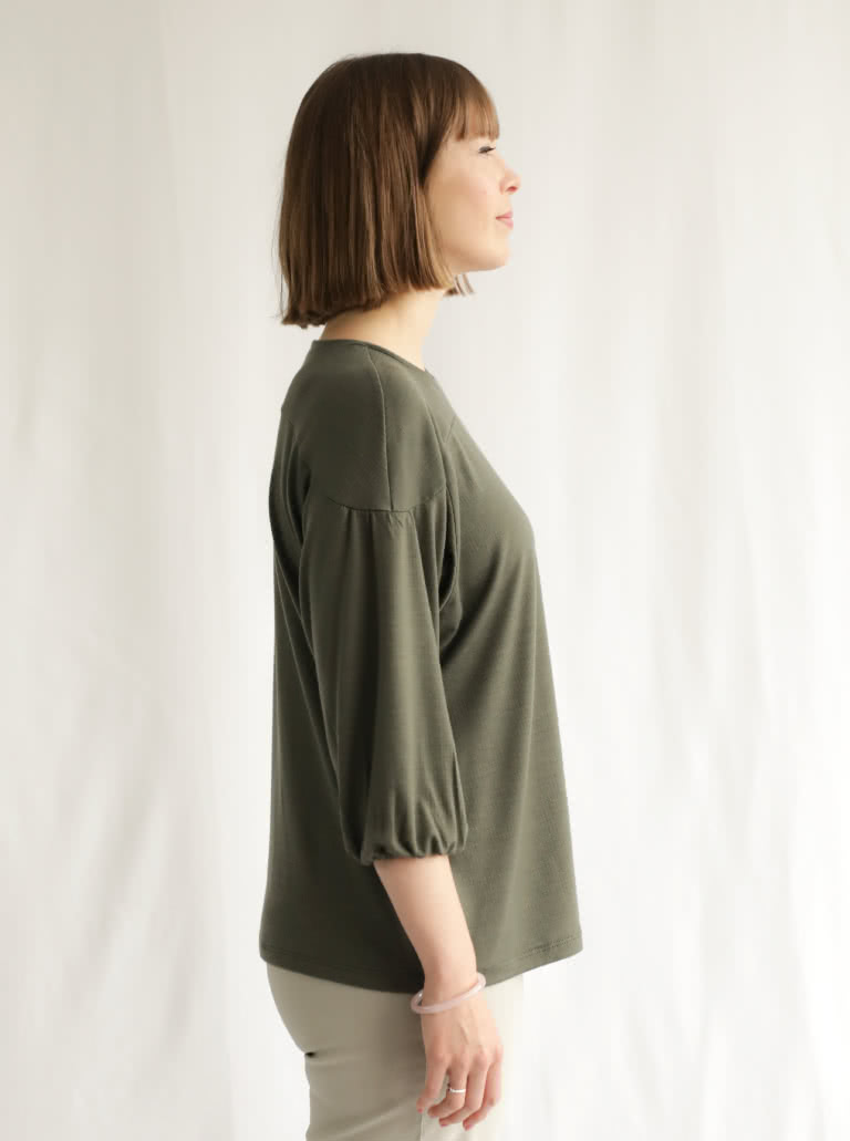Lorna Knit Top By Style Arc - Hip length dropped shoulder top with a 3/4 length raglan sleeve