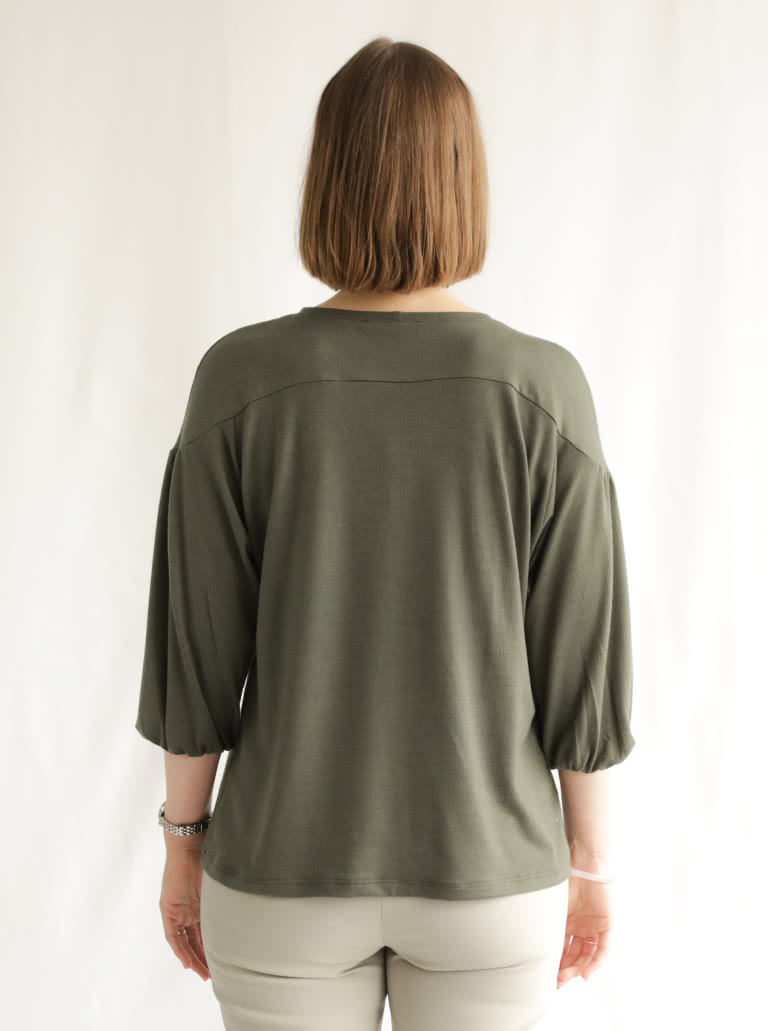Lorna Knit Top By Style Arc - Hip length dropped shoulder top with a 3/4 length raglan sleeve