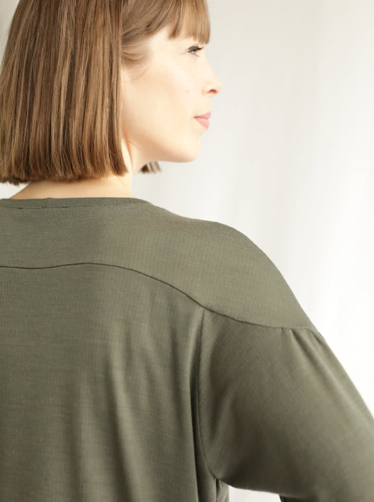 Lorna Knit Top By Style Arc - Hip length dropped shoulder top with a 3/4 length raglan sleeve