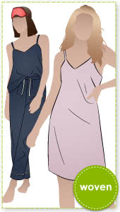 Loungewear Camisole or Nightie By Style Arc - V-neck camisole and nightie sewing pattern