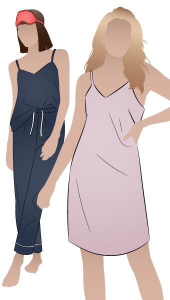Loungewear Camisole or Nightie By Style Arc - V-neck camisole and nightie sewing pattern Sewing Tutorial Click here for a step by step tutorial for the Loungewear Cami