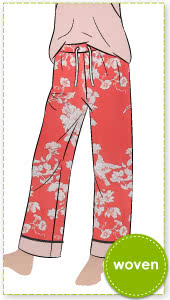 Loungewear PJ Pant By Style Arc - Traditional pyjama pant featuring patch a pocket, elastic waistband and optional piping.