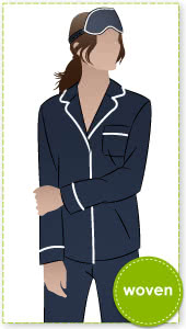 Loungewear PJ Shirt By Style Arc - Traditional pajama shirt sewing pattern featuring a patch pocket and optional piping