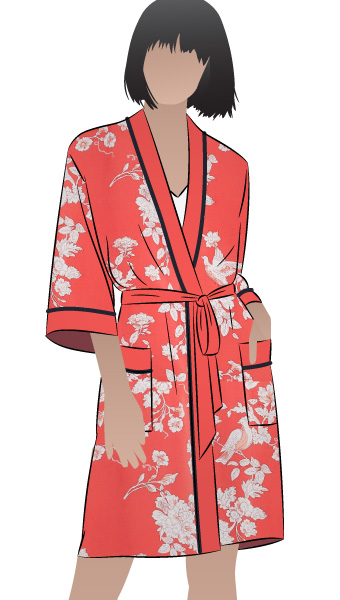 Loungewear Robe By Style Arc - Loungewear robe with tie belt and patch pockets.