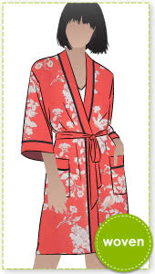 Loungewear Robe By Style Arc - Loungewear robe with tie belt and patch pockets.