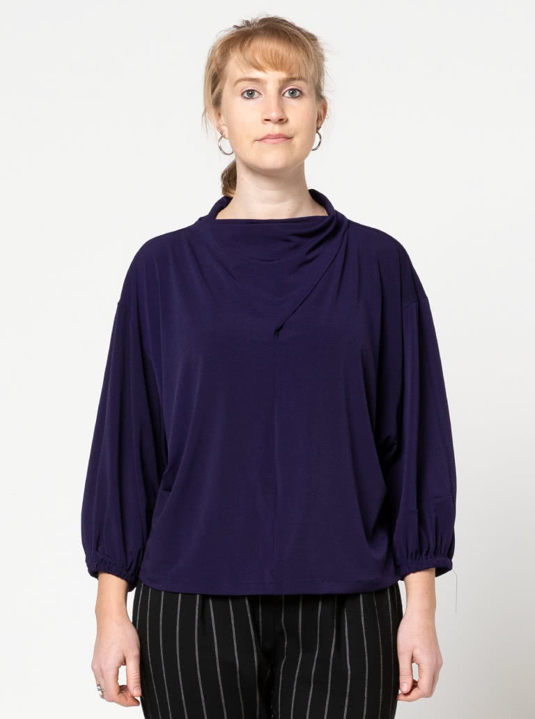 Lucia Knit Top By Style Arc - Twisted cowl neck knit top with 3/4 sleeves.