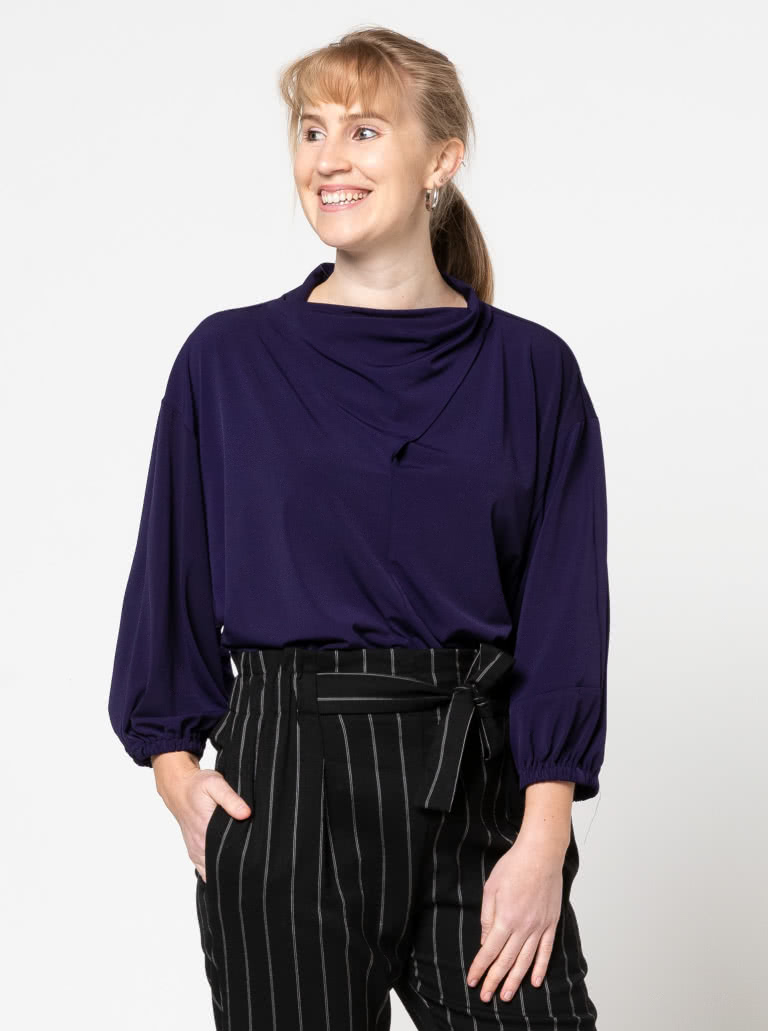 Lucia Knit Top By Style Arc - Twisted cowl neck knit top with 3/4 sleeves.