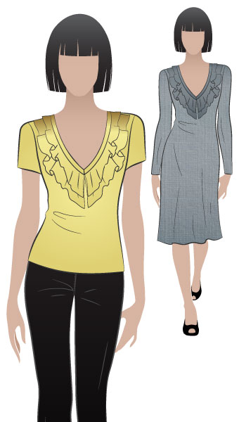 Lucy Knit Dress By Style Arc - Knit dress with fashionable double frill neck trim