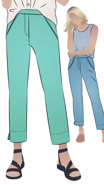Luna Stretch Pant By Style Arc - Pull on stretch pant featuring a 7/8th leg length with side hem splits.