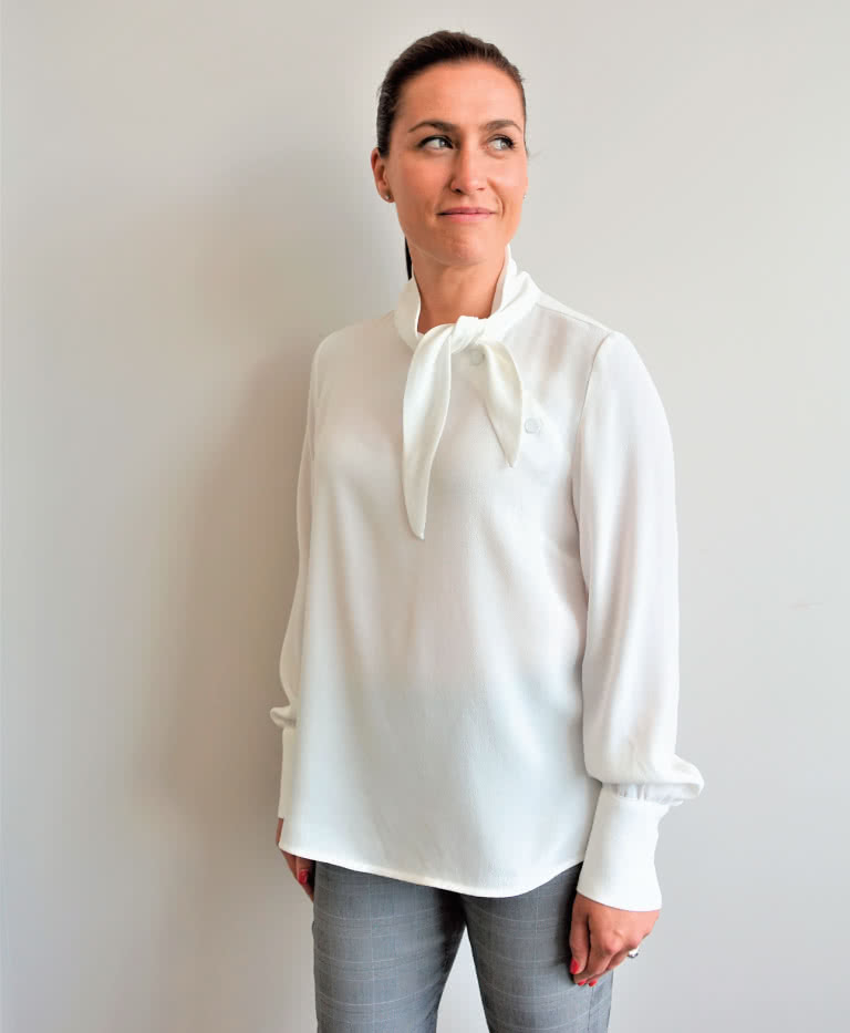 Macey Blouse By Style Arc - Feminine blouse sewing pattern with neck tie