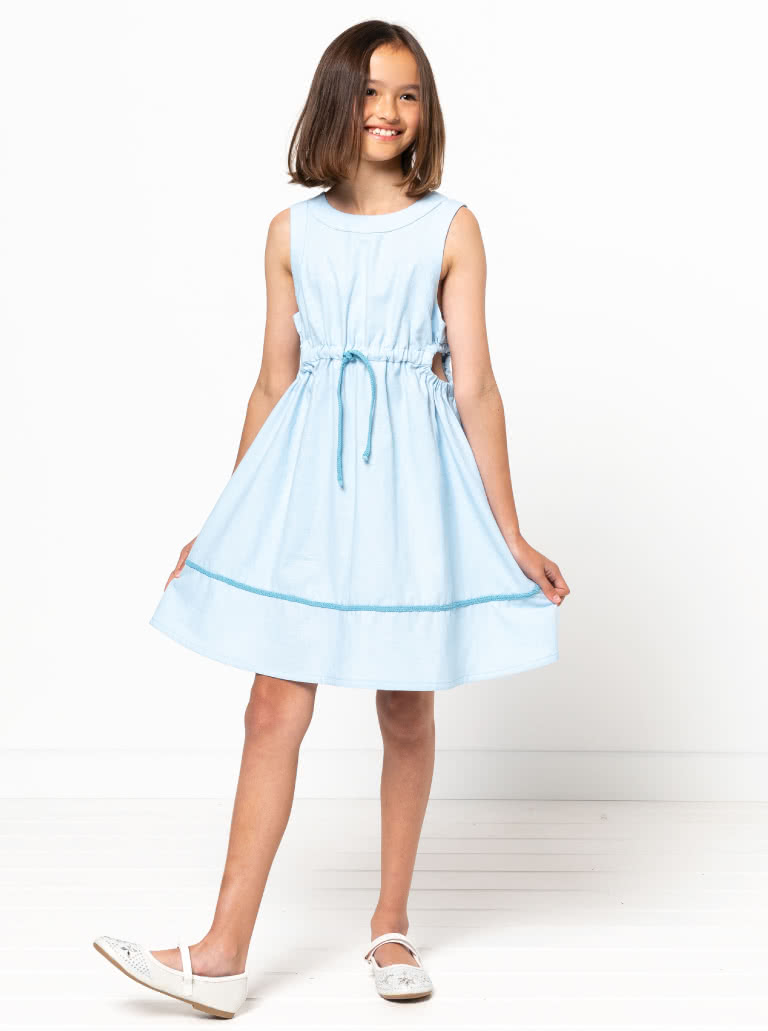 Maddison Teens Dress By Style Arc - Sleeveless "A" line dress with elastic side cut outs and waist, for teens 08-16