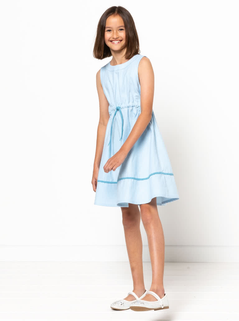 Maddison Teens Dress By Style Arc - Sleeveless "A" line dress with elastic side cut outs and waist, for teens 08-16