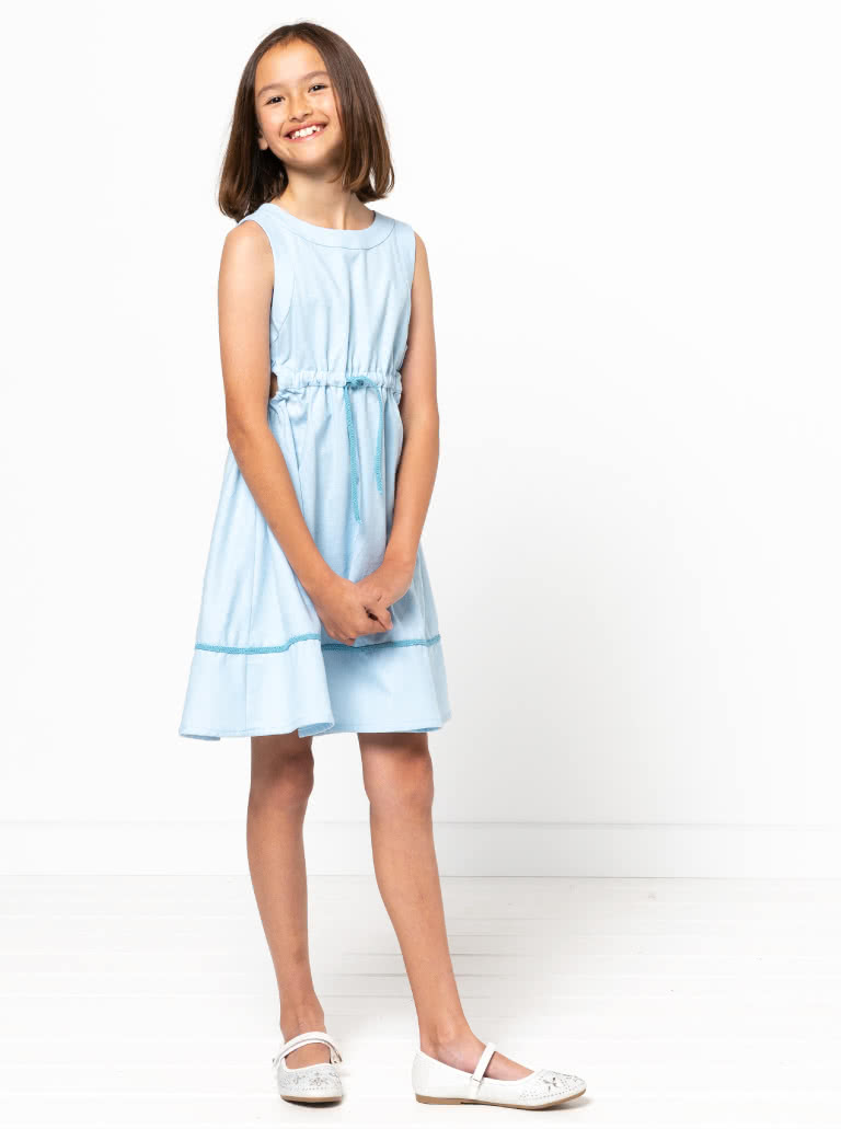 Maddison Teens Dress By Style Arc - Sleeveless "A" line dress with elastic side cut outs and waist, for teens 08-16