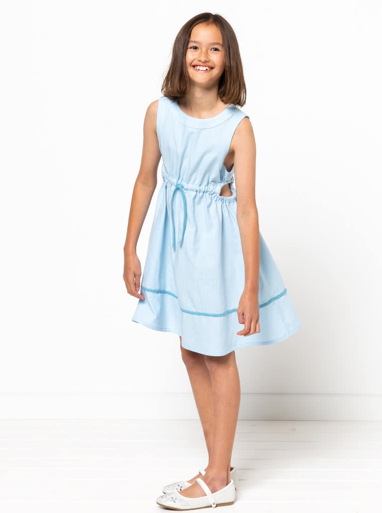 Maddison Teens Dress By Style Arc - Sleeveless "A" line dress with elastic side cut outs and waist, for teens 08-16