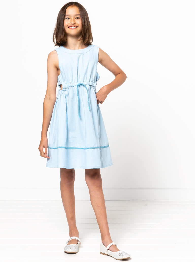 Maddison Teens Dress By Style Arc - Sleeveless "A" line dress with elastic side cut outs and waist, for teens 08-16