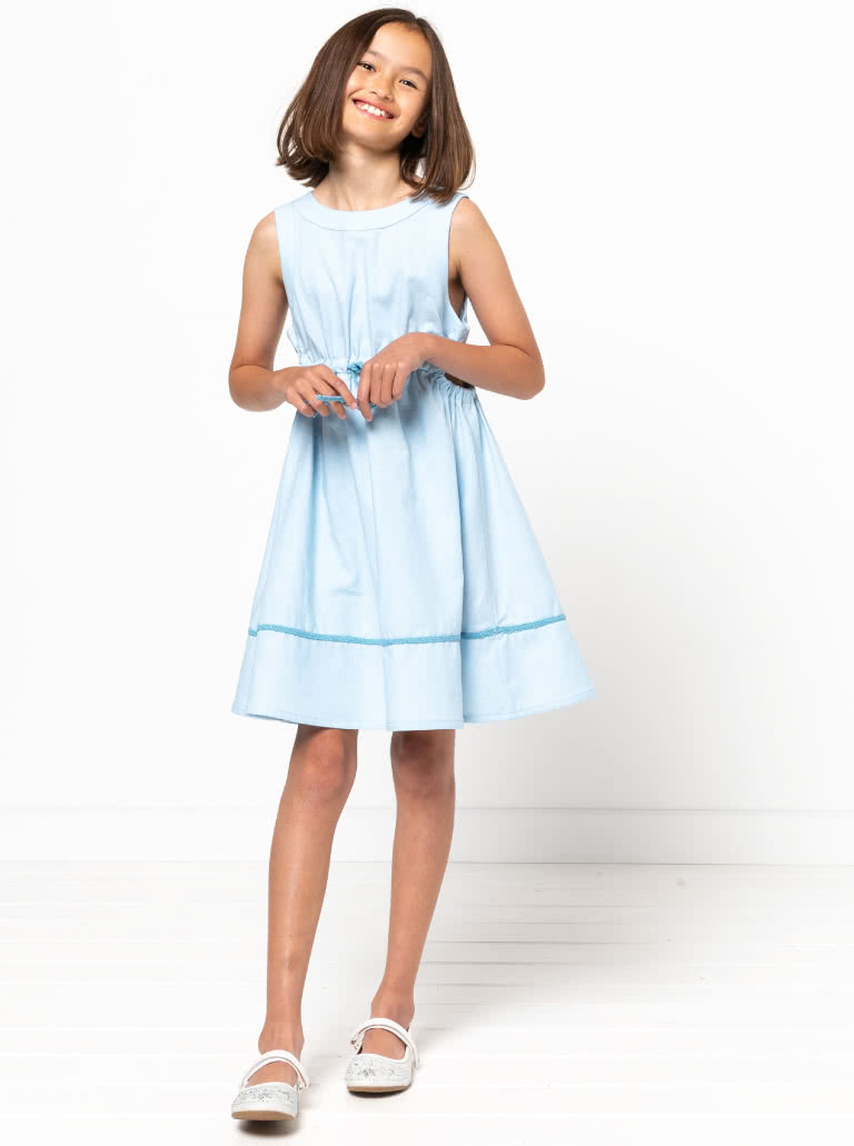 Maddison Teens Dress By Style Arc - Sleeveless "A" line dress with elastic side cut outs and waist, for teens 08-16