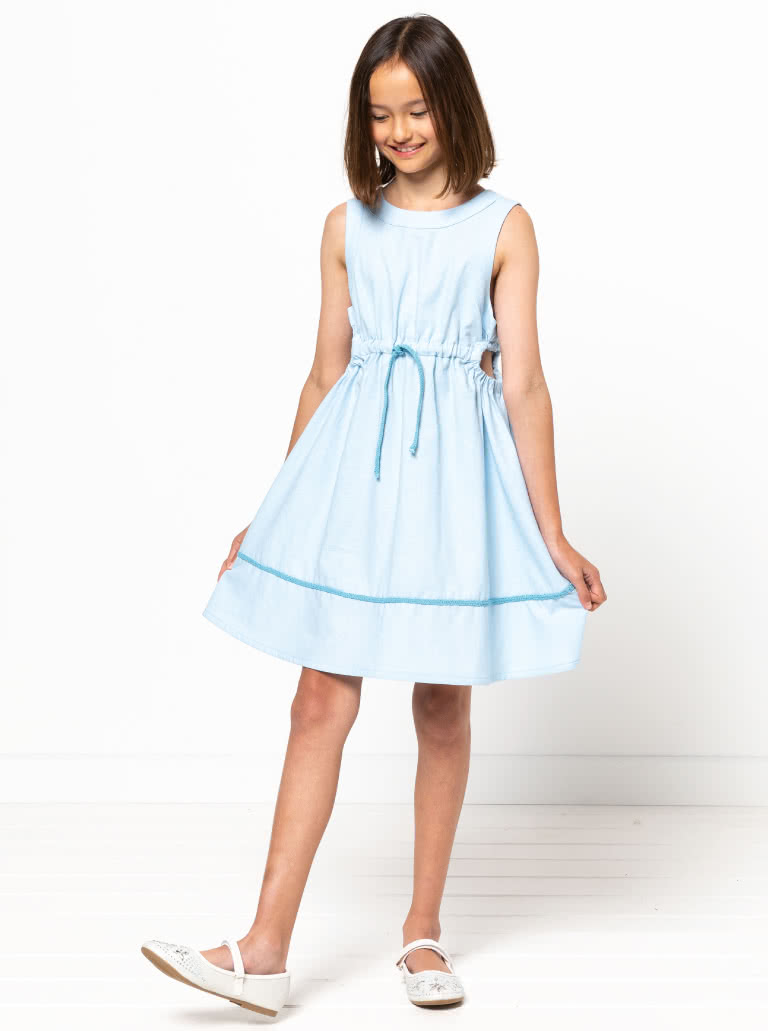 Maddison Teens Dress By Style Arc - Sleeveless "A" line dress with elastic side cut outs and waist, for teens 08-16