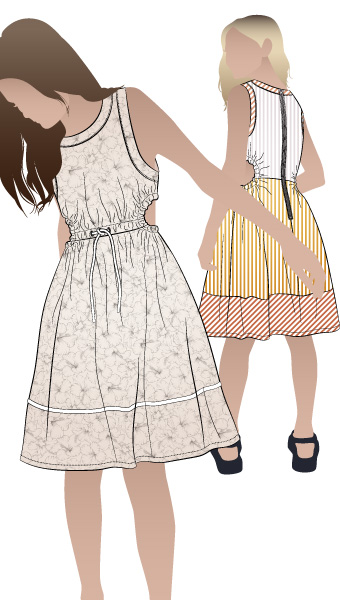 Maddison Teens Dress By Style Arc - Sleeveless "A" line dress with elastic side cut outs and waist, for teens 08-16