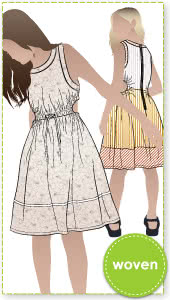 Maddison Teens Dress By Style Arc - Sleeveless "A" line dress with elastic side cut outs and waist, for teens 08-16